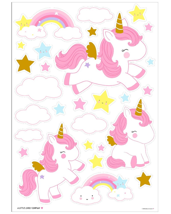 Stickers para pared. Unicornio. 28 piezas